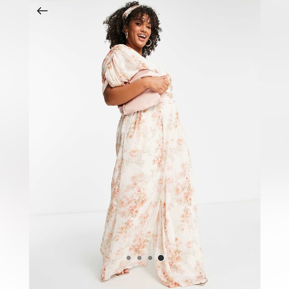 ASOS Design Curve Wide Leg Plunge Jumpsuit
